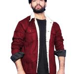 Men Woolen Fur Winter Full Sleeve Denim Jacket