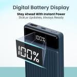 Portronics Luxcell B 10K 10000 mAh 22.5W Fast Charging Power Bank, Ultra Slim Power Bank with Mach USB-A Output, Type C PD Output, Type C Input, Wake Up Button(Green)