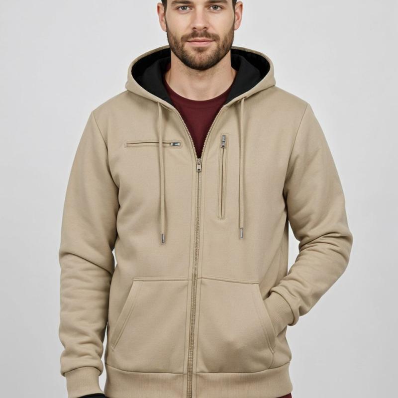 Men Full Sleeve Solid Hooded Sweatshirt