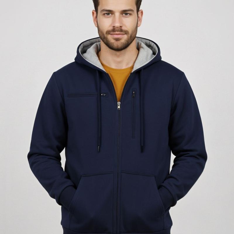 Men Full Sleeve Solid Hooded Sweatshirt
