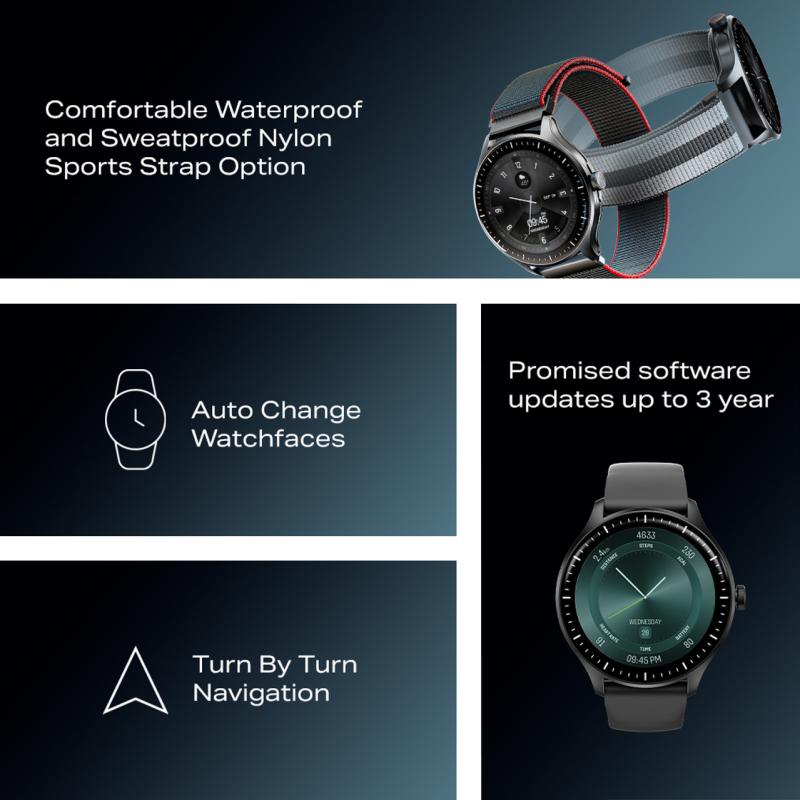 boAt Valour Watch 1 GPS, X2 Chipset, 6-Axis Motion Sensor, AI Nudges, 15 Days Battery Smartwatch  (Fusion Grey Strap, Free Size)