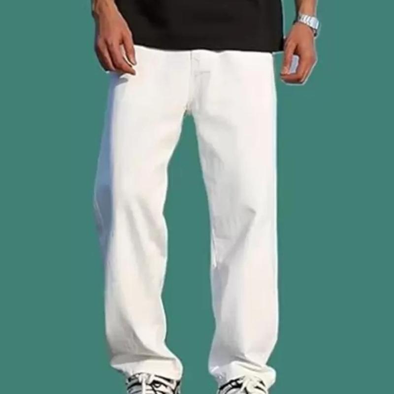 Men Jogger Fit Mid Rise White Jeans