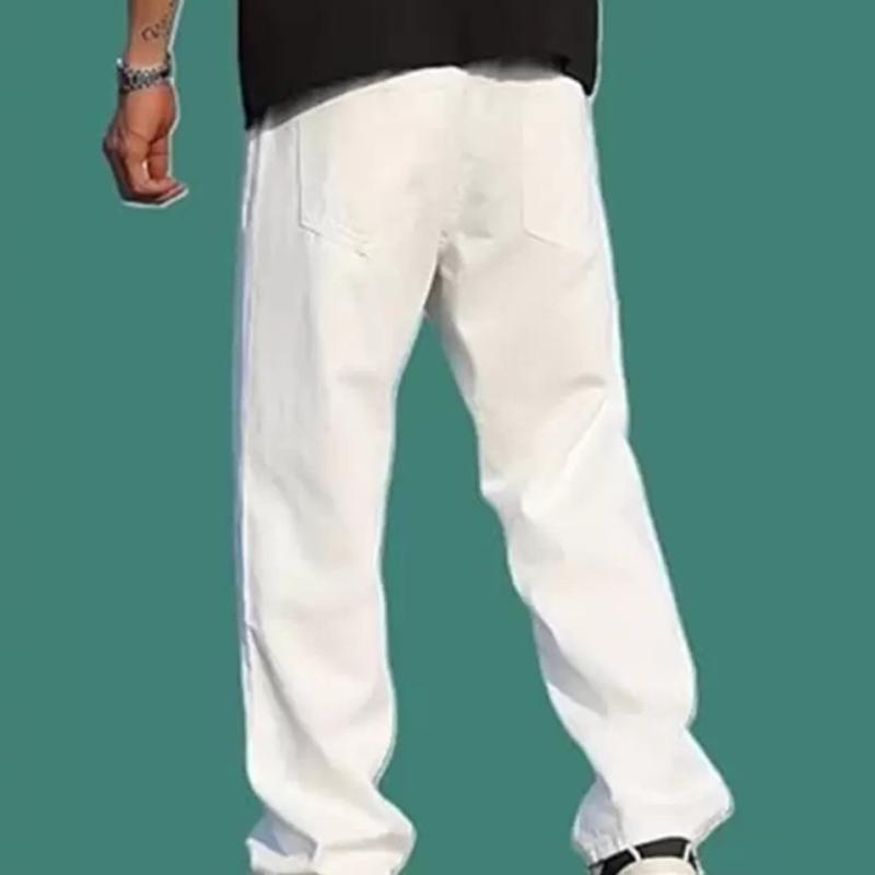Men Jogger Fit Mid Rise White Jeans