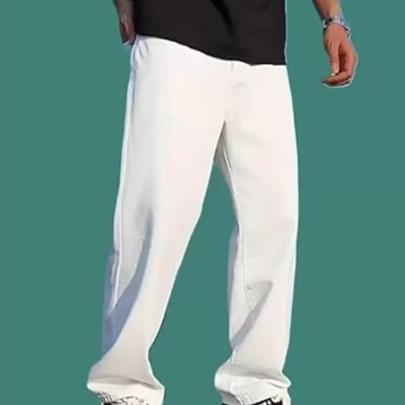 Men Jogger Fit Mid Rise White Jeans