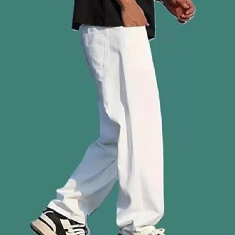 Men Jogger Fit Mid Rise White Jeans