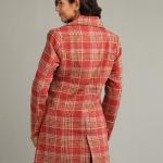 100 % Polyester Checkered Coat For Women