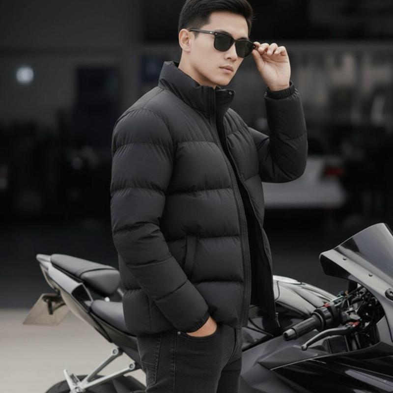 Men Solid Puffer Jacket