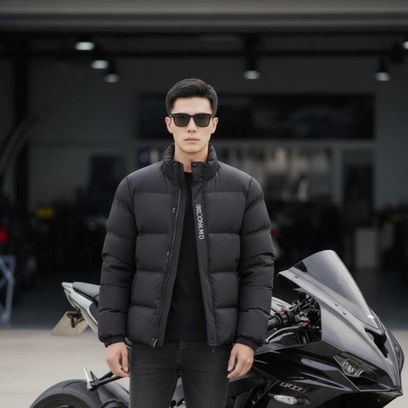 Men Solid Puffer Jacket